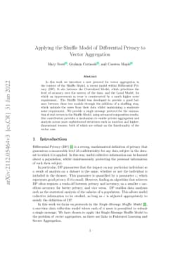 Applying the Shuffle Model of Differential Privacy to Vector Aggregation