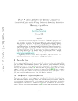 BCD: A Cross-Architecture Binary Comparison Database Experiment Using
  Locality Sensitive Hashing Algorithms