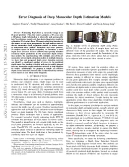 Error Diagnosis of Deep Monocular Depth Estimation Models