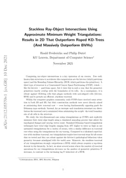 Stackless Ray-Object Intersections Using Approximate Minimum Weight
  Triangulations: Results in 2D That Outperform Roped KD-Trees (And Massively
  Outperform BVHs)