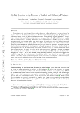 On Fair Selection in the Presence of Implicit and Differential Variance