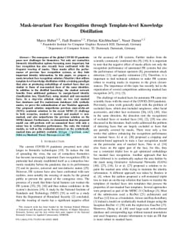 Mask-invariant Face Recognition through Template-level Knowledge
  Distillation