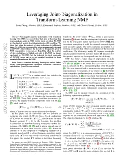 Leveraging Joint-Diagonalization in Transform-Learning NMF