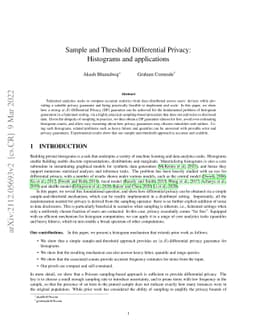 Sample and Threshold Differential Privacy: Histograms and applications