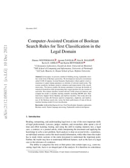 Computer-Assisted Creation of Boolean Search Rules for Text
  Classification in the Legal Domain