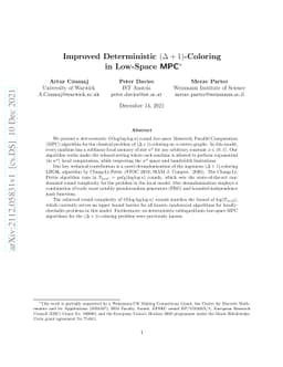 Improved Deterministic $(Δ+1)$-Coloring in Low-Space MPC