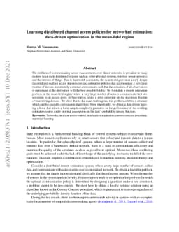 Learning distributed channel access policies for networked estimation:
  data-driven optimization in the mean-field regime