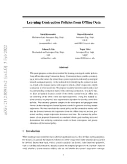 Learning Contraction Policies from Offline Data
