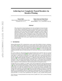 Achieving Low Complexity Neural Decoders via Iterative Pruning