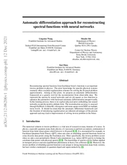 Automatic differentiation approach for reconstructing spectral functions
  with neural networks