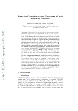 Quantum commitments and signatures without one-way functions