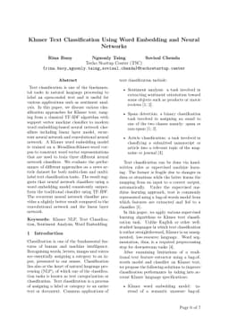 Khmer Text Classification Using Word Embedding and Neural Networks