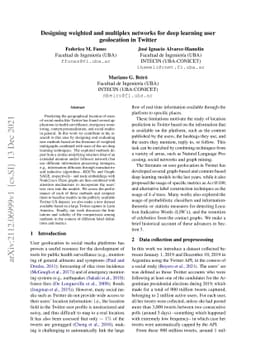 Designing weighted and multiplex networks for deep learning user
  geolocation in Twitter