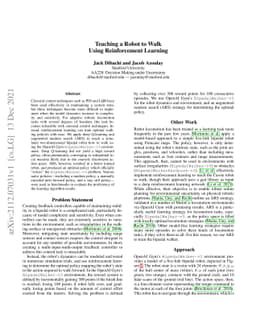 Teaching a Robot to Walk Using Reinforcement Learning