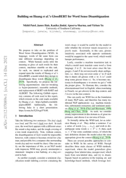 Building on Huang et al. GlossBERT for Word Sense Disambiguation