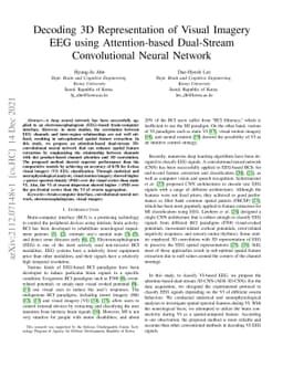 Decoding 3D Representation of Visual Imagery EEG using Attention-based
  Dual-Stream Convolutional Neural Network