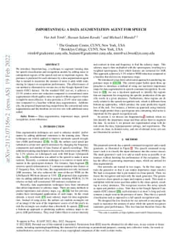 ImportantAug: a data augmentation agent for speech