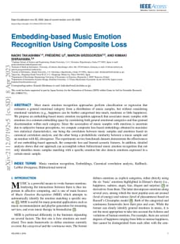 Embedding-based Music Emotion Recognition Using Composite Loss