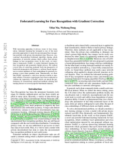 Federated Learning for Face Recognition with Gradient Correction