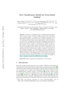 Text Classification Models for Form Entity Linking