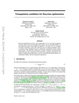 Triangulation candidates for Bayesian optimization
