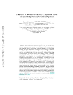 EABlock: A Declarative Entity Alignment Block for Knowledge Graph
  Creation Pipelines