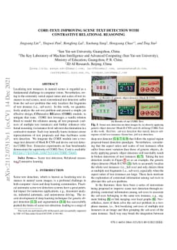 CORE-Text: Improving Scene Text Detection with Contrastive Relational
  Reasoning