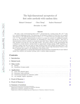 The high-dimensional asymptotics of first order methods with random data