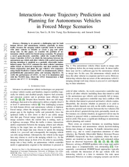 Interaction-Aware Trajectory Prediction and Planning for Autonomous
  Vehicles in Forced Merge Scenarios
