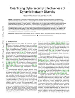 Quantifying Cybersecurity Effectiveness of Dynamic Network Diversity