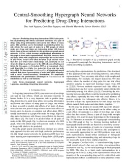 Central-Smoothing Hypergraph Neural Networks for Predicting Drug-Drug
  Interactions