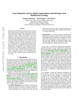 Gaze Estimation with Eye Region Segmentation and Self-Supervised
  Multistream Learning