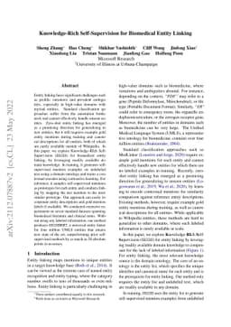 Knowledge-Rich Self-Supervision for Biomedical Entity Linking