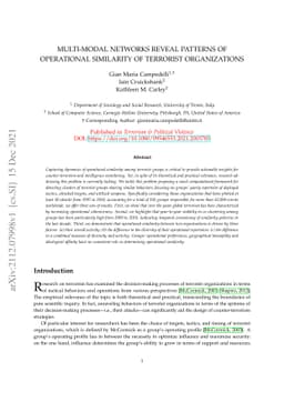 Multi-modal Networks Reveal Patterns of Operational Similarity of
  Terrorist Organizations