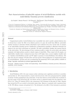Fast characterization of inducible regions of atrial fibrillation models
  with multi-fidelity Gaussian process classification
