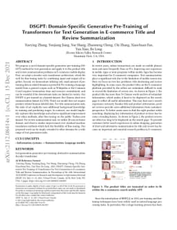 DSGPT: Domain-Specific Generative Pre-Training of Transformers for Text
  Generation in E-commerce Title and Review Summarization