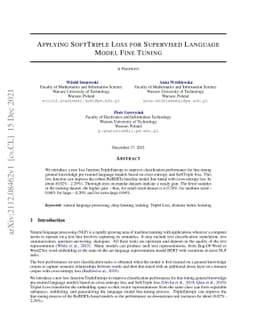 Applying SoftTriple Loss for Supervised Language Model Fine Tuning