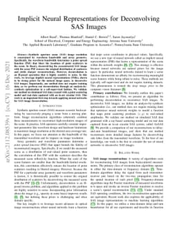 Implicit Neural Representations for Deconvolving SAS Images