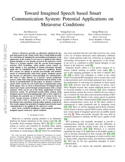 Toward Imagined Speech based Smart Communication System: Potential
  Applications on Metaverse Conditions