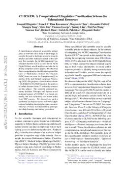 CLICKER: A Computational LInguistics Classification Scheme for
  Educational Resources