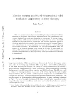 Machine Learning-Accelerated Computational Solid Mechanics: Application
  to Linear Elasticity