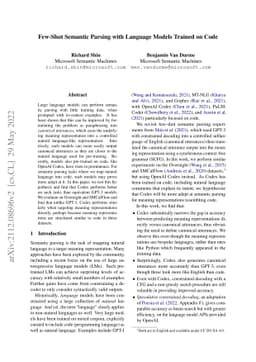 Few-Shot Semantic Parsing with Language Models Trained On Code