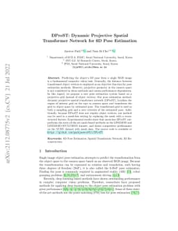 DProST: Dynamic Projective Spatial Transformer Network for 6D Pose
  Estimation