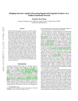 Bridging between Cognitive Processing Signals and Linguistic Features
  via a Unified Attentional Network