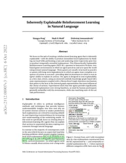 Inherently Explainable Reinforcement Learning in Natural Language