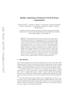 Quality monitoring of federated Covid-19 lesion segmentation