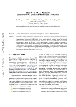 The MVTec 3D-AD Dataset for Unsupervised 3D Anomaly Detection and
  Localization