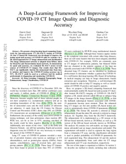 A Deep-Learning Framework for Improving COVID-19 CT Image Quality and
  Diagnostic Accuracy
