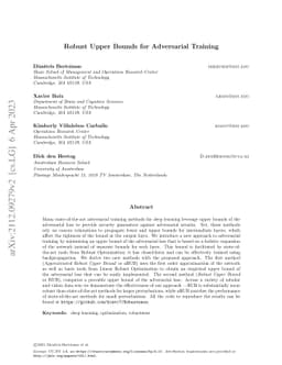 Robust Upper Bounds for Adversarial Training
