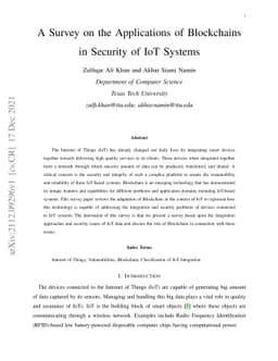 A Survey on the Applications of Blockchains in Security of IoT Systems